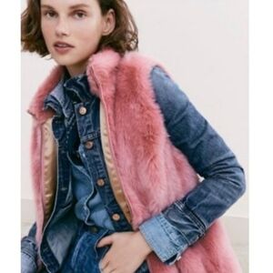 J Crew Faux Fur Vest Womens XXS Pink Dusty Rose Plush Cozy Fuzzy Comfy Plush